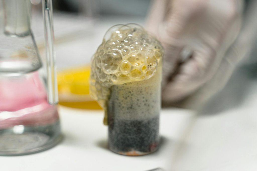 bubbles on liquid substance